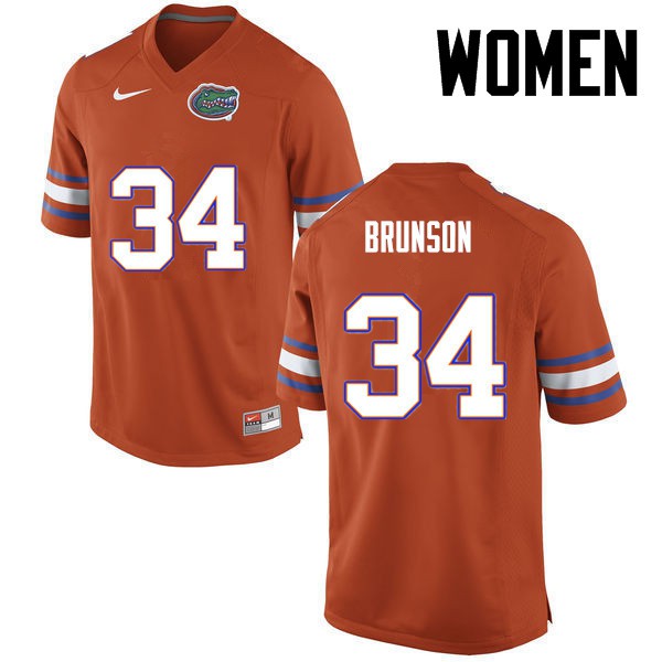 Florida Gators Women #34 Lacedrick Brunson College Football Jersey Orange